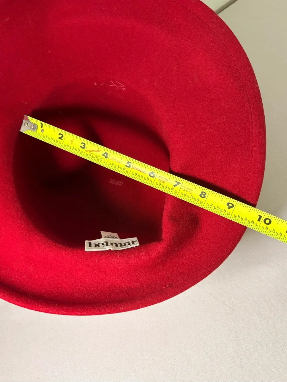 betmar Red Felt Fedora with Ribbon and Feather Accent